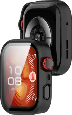 Produktbild von Schutzhülle mit Glas für Huawei Watch Fit 4 Pro, Bizon Case Watch Adamo, mattes Schwarz
