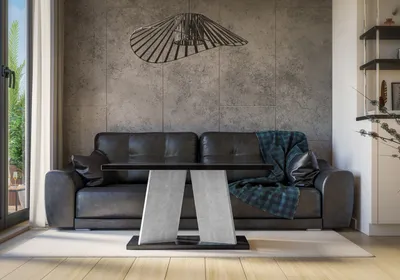 Produktbild von Kaiser Möbel Kaffetisch Couchtisch Tisch MUFO 110x70x60cm Schwarz +  Beton