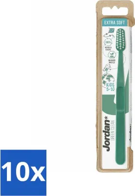 Zdjęcie produktu dla Szczoteczka do zębów Jordan - Green Clean - Extra soft - 5 do 10 lat - Value pack - 10 sztuk