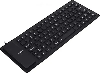 Produktbild von Silikon-Tastatur, Faltbare Tastatur 85 Tasten Tragbare Tastatur, USB-Kabel wasserdichte Rollup-Softtastatur für PC (Schwarz)