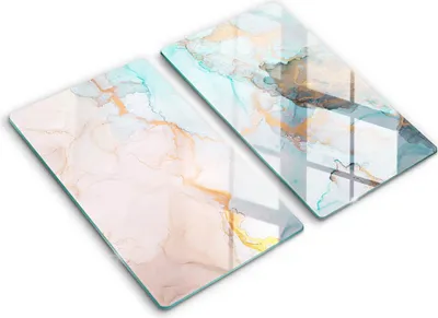 Produktbild von Abdeckung Glas - Küchenabdeckung - 2x30x52 cm - Abdeckplatte -Marmorabstraktion