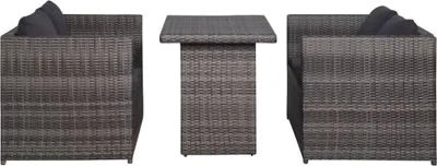 Obrázek produktu pro vidaXL 3dílná bistro souprava s polštáři Poly Rattan Grey