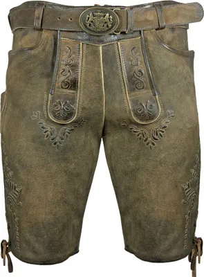 Produktbild von Maddox Kurze Lederhose Herbert mit Gürtel - Antik Erle Größe: 62