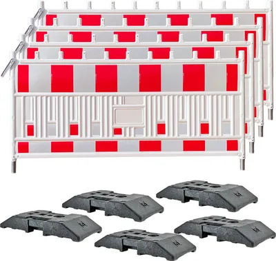 Produktbild von UvV Absperrgitter TL Schrankenzaun ES1 + K1 Fußplatten 4x2 Meter