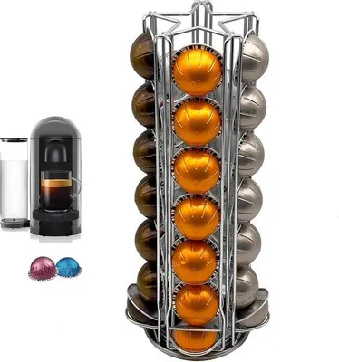 Immagine prodotto di Portacapsule per caffè, girevole, 35 capsule, argento, metallo