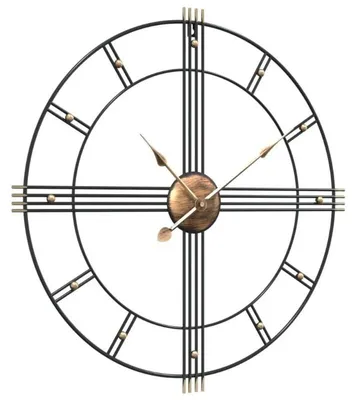 Produktbild von Wanduhr - Große 60 cm Eisen-Uhr - Lautloses Uhrwerk - Präzise Zeitmessung - Rustikaler Vintage Stil - Schwarz