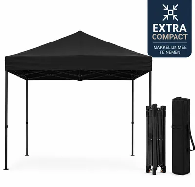 Productafbeelding van Muntel® Partytent - 300x300x285cm - Hoogte Verstelbaar - PVC - Polyester - Harmonica- Frame - Antraciet- Draagtas