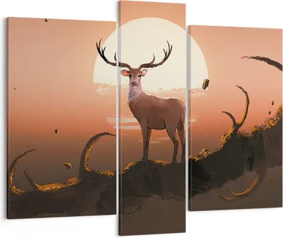 Produktbild von Bild auf Leinwand - Leinwandbild - Hirsch Geweih Hörner - 95x80cm - Wand Bild - Wanddeko - Leinwanddruck - Bilder - Kunstdruck - Wanddekoration - Leinwand bilder - Wandkunst - CB95x80-4091