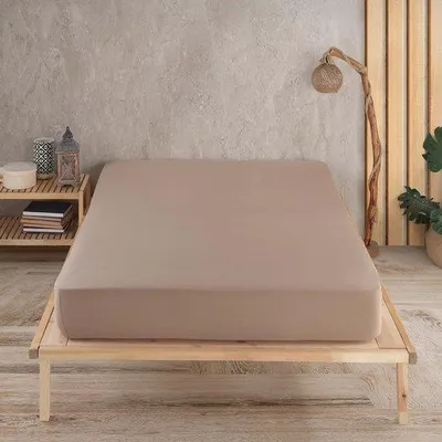 Productafbeelding van Ibenzoa® katoenen jersey hoeslaken, 160 x 200 cm – 100% katoen, ademend en zacht, geschikt voor matrassen tot 15 cm, verstevigde hoekbanden, wasbaar op 60°C