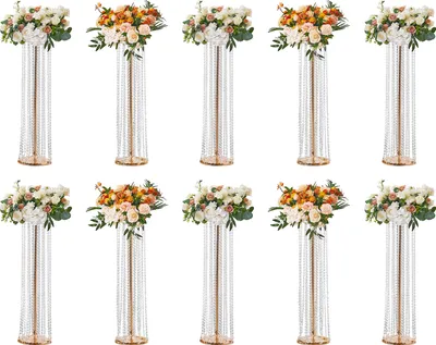 Produktbild von VEVOR 10er-Set Blumenhocker 20x20x90cm Blumenständer Eisen Beistelltisch Modern Kristallvase Gold-Galvanisierung Pflanzenhocker Pflanzenständer Metallständer für Dekoration von Bars Hotels Cafés