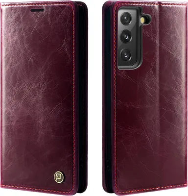 Produktbild von Handyhülle für Samsung Galaxy S23 Kunstleder Flip Vintage Cover Hülle RFID Schutz Case Kartenfach Farbe: Weinrot