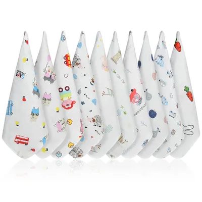 Produktbild von Baby Musselin Waschlappen, 10 Stš¹ck Baumwolle Baby Waschlappen, Mehrzweck Baby Handtš¹cher Set, Waschlappen Kinder fš¹r Neugeborene, Saugf?hig,30 * 30cm