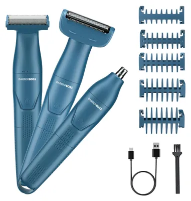 Productafbeelding van BarberBoss 3-in-1 precisietrimmer, verzorgingsset voor mannen, voor baard en haar