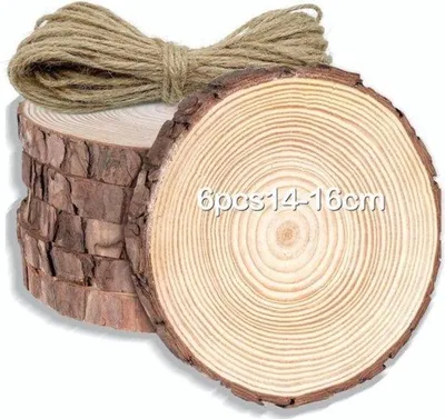 Produktbild von Famanu Holzscheiben Set 6 Stück - 15-16 cm Durchmesser, 15 mm Dick
