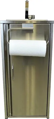 Produktbild von Mobiles Spülbecken Waschbecken Spüle mit Rollenhalter Edelstahl inkl. Zubehör