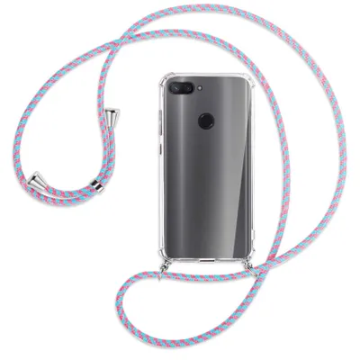 Produktbild von Handykette Backcover-Schutzhülle mit Band (Metall silberfarben) für Xiaomi Mi 8 Lite - pink/mint