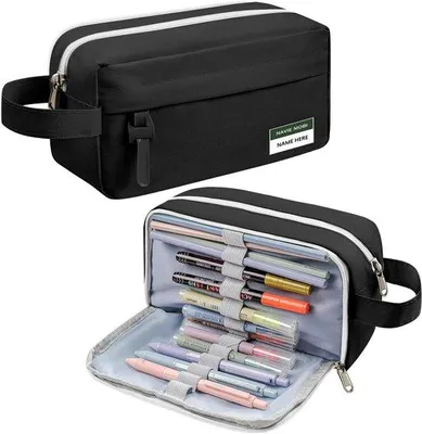 Imagen del producto de Estuche con 3 compartimentos, de gran capacidad, para niñas y niños, con asa y anilla, color