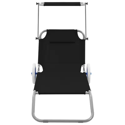Produktbild von vidaXL Klappliege mit Sonnenschutz und Rädern Stahl Schwarz