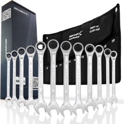 Produktbild von HASKYY Gelenk-Maul Ringratschenschlüssel Set 8-19mm 12 tlg.