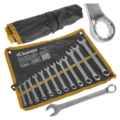 Immagine prodotto di Set chiavi combinate ,chiavi inglesi, professionali,chiavi anello e forchetta  in acciaio Cr-V , 6-22 mm, 12 pezzi, Keltin