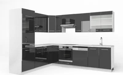 Produktbild von Eckküche Vicco Fame-Line Anthrazit Hochglanz/Weiß 287 x 60 cm , AP Marmor, Model 42745