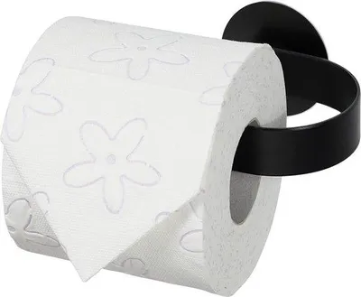 Produktbild von Famanu Toilettenpapierhalter ohne Bohren - Selbstklebend - Edelstahl - Schwarz - 5,5 x 15,5 x 8,5 cm