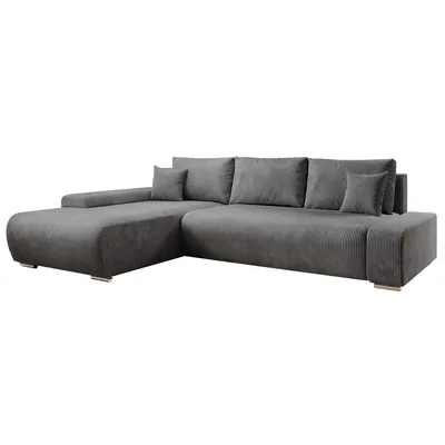 Produktbild von Juskys Sofa Iseo Links - L Form, Schlaffunktion, Stoff, modern & bequem - Couch Dunkelgrau