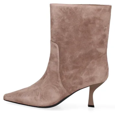 Image de Bottines pour femmes, en cuir véritable, talons élégants, disponibles en bordeaux, noir et taupe