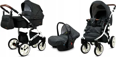 Produktbild von BabyLux® Optimal | 3in1 Kinderwagen Set | Black Flex | Kombikinderwagen | Kinderwagenset | Buggy