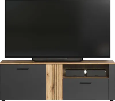 Produktbild von trendteam Wohnen Esteban TV-Lowboard, Anthrazit Melamin/ Evoke Oak Melamin, B/H/T: 150/50/42 cm