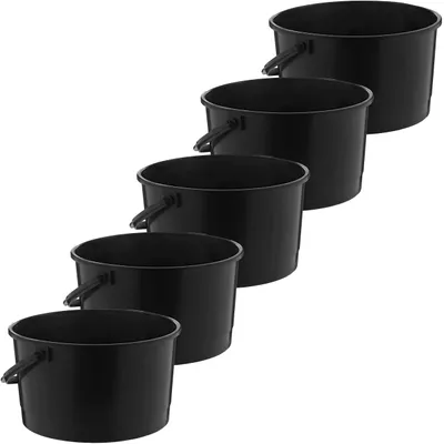 Kunststoffeimer 4 l, 5 Stück, stapelbar, vielseitig, schwarz