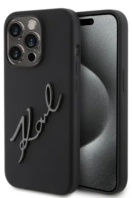 Zdjęcie produktu dla Etui Karl Lagerfeld Silicone Karl Script do iPhone 15 Pro czarny