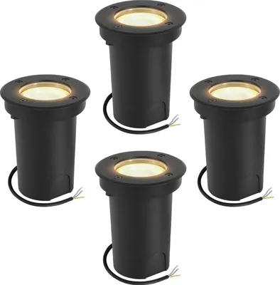 Produktbild von Aopunly 4x 3W Bodenleuchte Schwenkbar IP67 Außen LED Bodeneinbaustrahler Bodenstrahler Bodenlampe Warmweiß - Schwarz Gehäuse