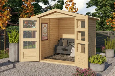 Produktbild von Karibu Gartenhaus Gerätehaus Amberg 2  naturbelassen 186x186x201 cm