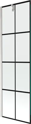 Produktbild von Mexen Next Duschwand 1-flügelig 60 x 150 cm, schwarzes Muster, gebürsteter Nickel - 895-060-000-00-77-97