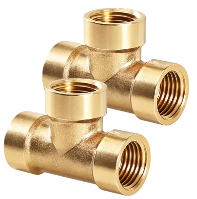 Messing T-Stück 2er-Pack, 3/8 Zoll Innengewinde, 90°