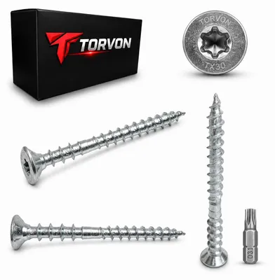 Produktbild von TORVON Premium Distanzschrauben Justierschrauben Senkkopf TX30 6 x 60 mm 200 St. inkl. BIT, KI-generiertes Bild