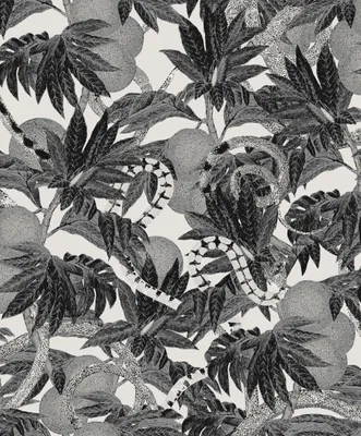 Immagine prodotto di Carta da parati Khroma by Masureel motivo giungla in bianco e nero - 630080 - 53 cm x 10,05 m