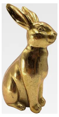 Produktbild von Sitzender goldener Hase aus Polyresin, Osterdeko, Größe: L/B/H ca. 9 x 5,5 x 16 cm
