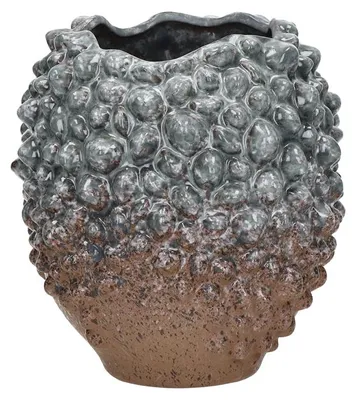 Produktbild von Pomax Espina Vase aus Steinzeug, Grijsblauw, Ø 18 x H 18,5 cm