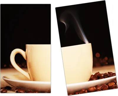 Produktbild von Spritzschutz Herdabdeckplatte Schneidebrett aus Glas Heisser Kaffee  2-Teilig (60x52cm)