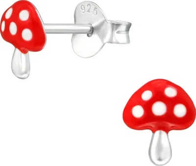 Produktbild von Ohrstecker 925 Sterling Silber Kinder Fliegenpilz mit Epoxidharz