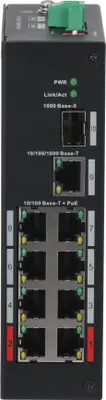 Produktbild von Dahua Technology Unmanaged Switch PFS3110-8ET-96-V2, 9 Fast-Ethernet-PoE-Ports (96 W), 1 SFP-Steckplatz, Desktop-Ausführung, schwarz