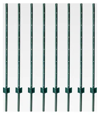 Produktbild von Zaunpfosten U-Profil 137 cm, 8 Stück, Metallpfahl für Drahtgeflechte bis 106 cm Höhe, Grün, Weidezaun