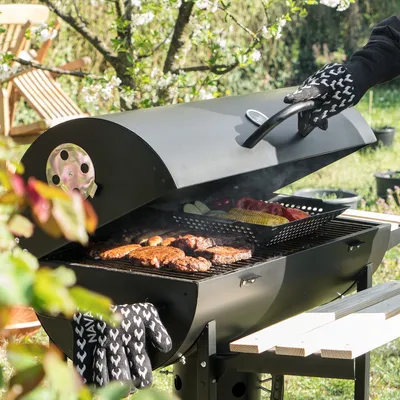 Produktbild von Navaris Grillpfanne Grillschale Edelstahl Schale - Gemüse Grill Pfanne Grillkorb - Großer Rost Grillkorb - Ofen Gemüsekorb 35x30x6cm