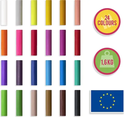 Produktbild von Creative Deco Knete Plastilin für Kinder | 24 Farben | 1600g | Trocknet Nie | Das Beste Pädagogische, Kreative Geschenk Spielzeug | Gluten Frei | Sicher und Ungiftig