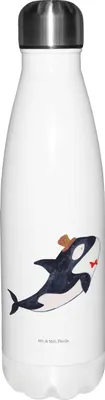 Produktbild von Mr. & Mrs. Panda Trinkflasche Orca Zylinder - Weiß - Geschenk, Urlaub, Fest, Thermos, Narwal, Glitter, trinkflaschen, Thermosflasche, Glitzer, Geburtstag, thermo