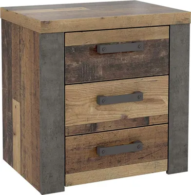 Produktbild von Nachtkonsole Nelleke Nachtschrank 56x41x54cm old wood vintage beton dunkelgrau
