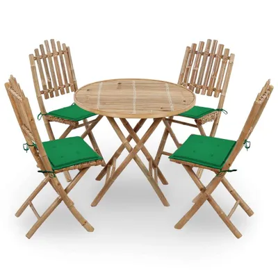 Produktbild von The Living Store 5-tlg. Garten-Essgruppe mit Kissen Klappbar Bambus