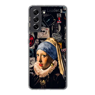 Produktbild von MuchoWow® Handyhülle Schutzhülle Hülle für Samsung Galaxy S21 FE Das Mädchen mit dem Perlenohrring - Tätowierung - Vermeer Silikon Softcase Handy Hülle - Mobiltelefonhülle